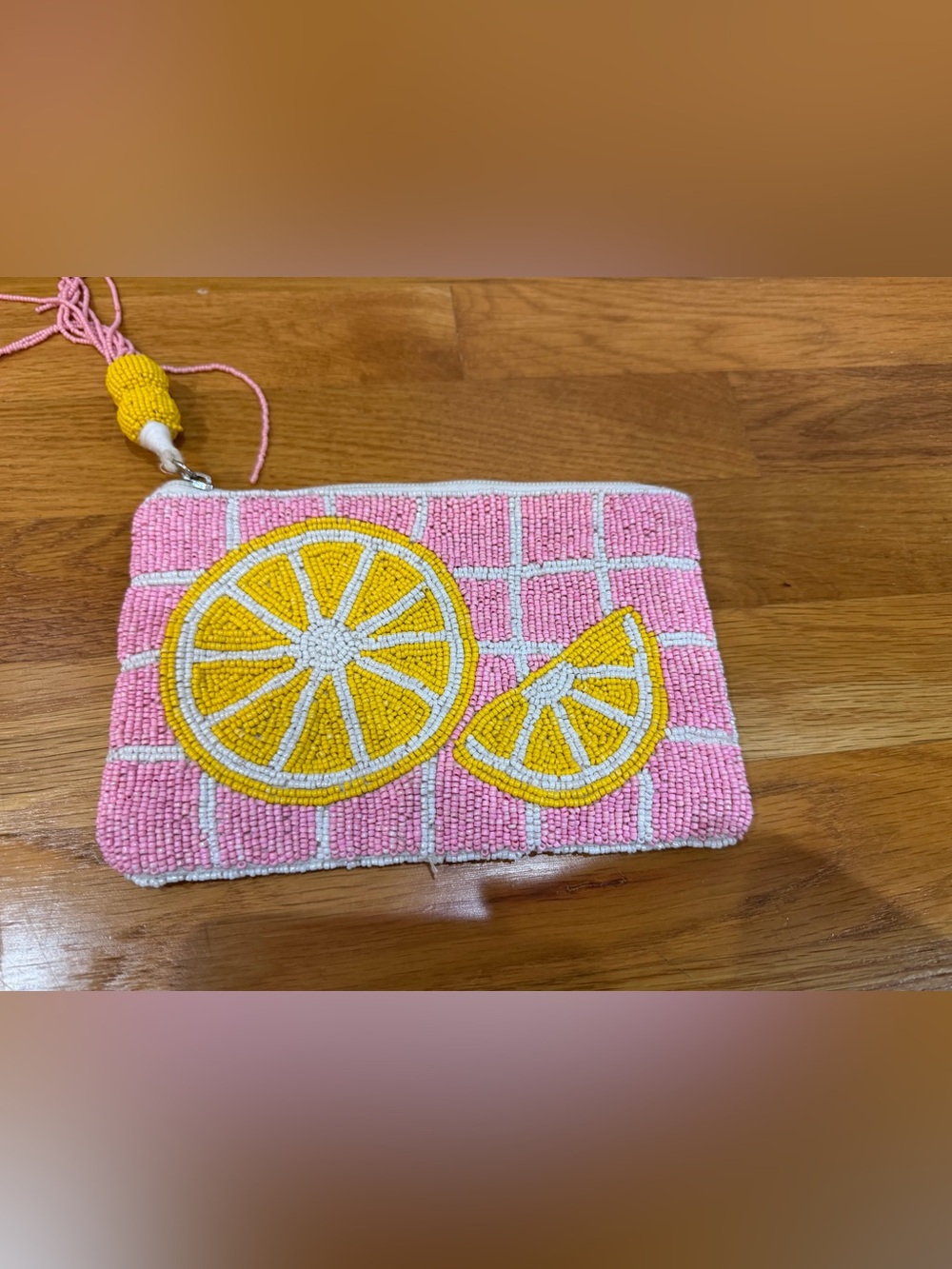 Yellow & White Beade Pouch
